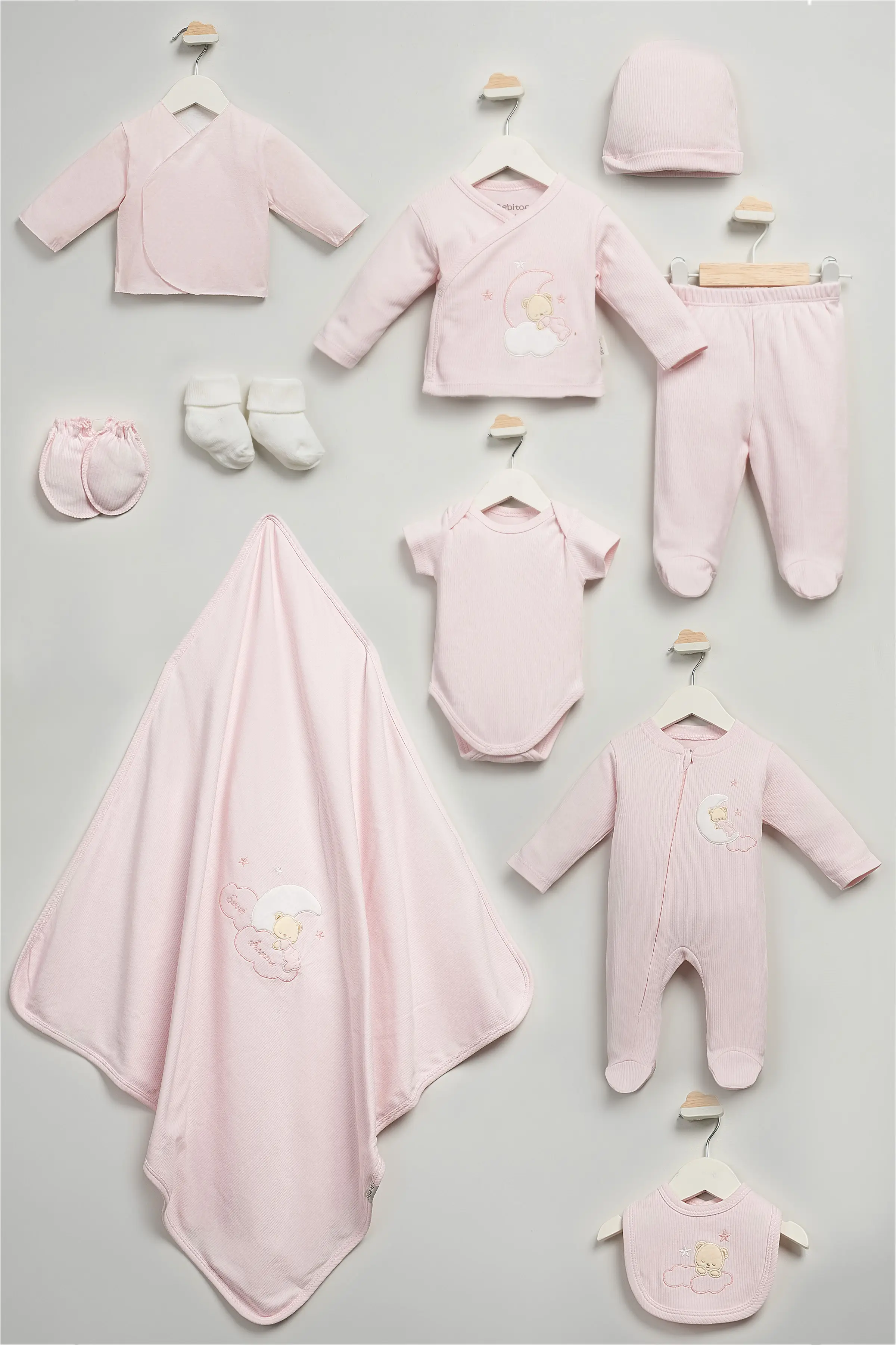 Sweet Dreams Desenli 10 Parça Kutulu Yenidoğan Hastane Çıkışı Zıbın Seti - Pembe